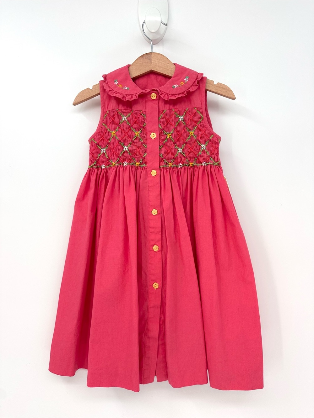 Little One Pink Smocked Embroidered Dress Size 2-3 Years